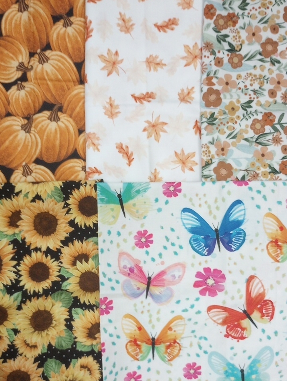 Floral Fall Fabric Fat Quarter Quilting Bundle Of 5 Pieces 100% Cotton